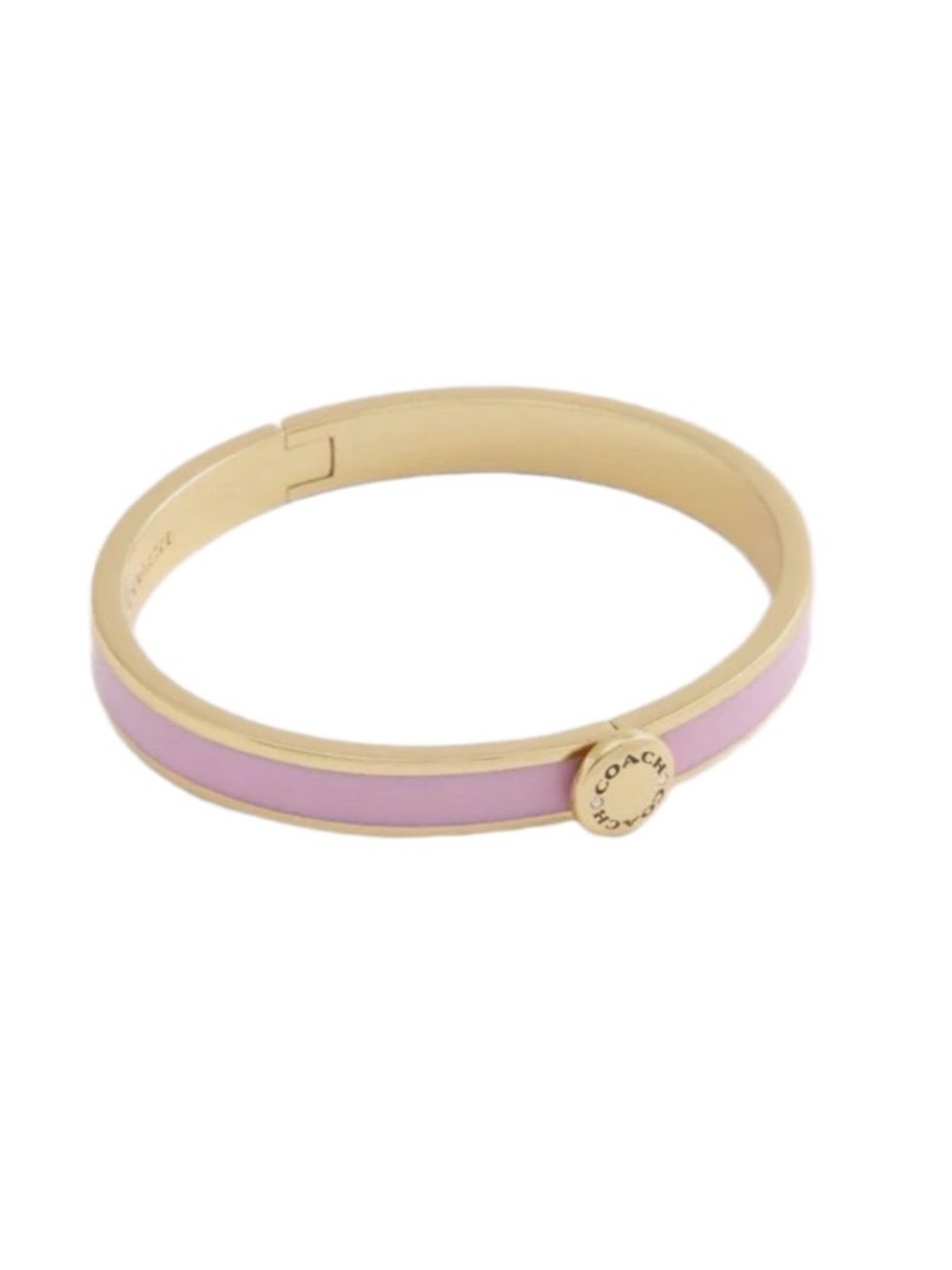 NEW Coach Rivet Enamel Hinged Bangle, Gold/Pink, #CBW71 - Picture 2 of 4